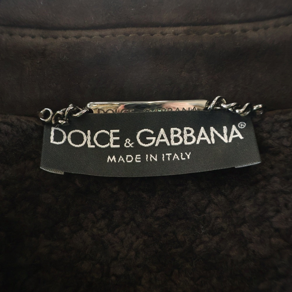DOLCE & GABBANA(ドルチェアンドガッバーナ) シープスキン スエードレザー ジップアップ ジャケット ブラウン FSF9347F/FUPHI-B