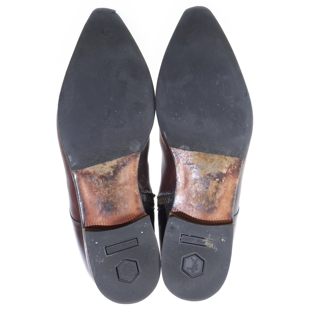 DOLCE & GABBANA(ドルチェアンドガッバーナ) パンチングレザー サイドジップ レザー ショートブーツ ブラウン