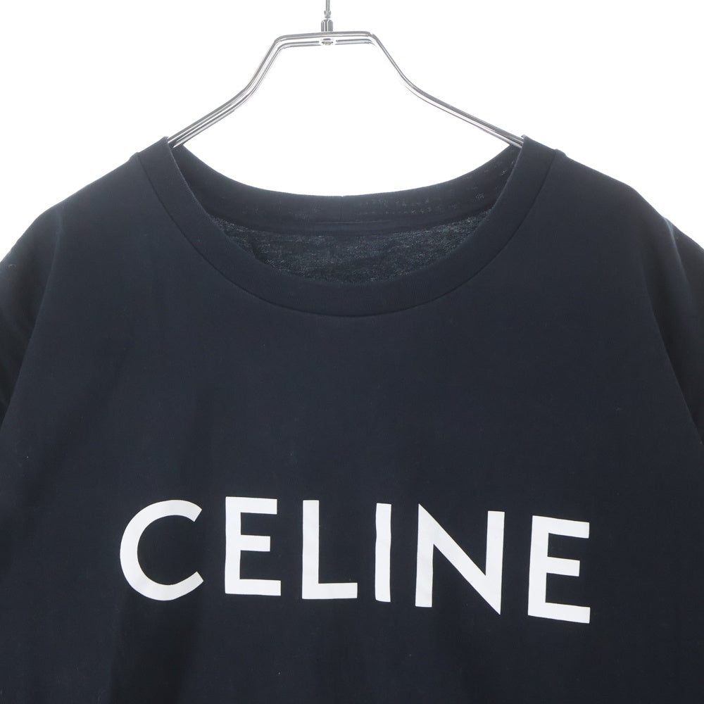 CELINE(セリーヌ) ロゴプリント クルーネック 半袖Tシャツ カットソー ブラック
