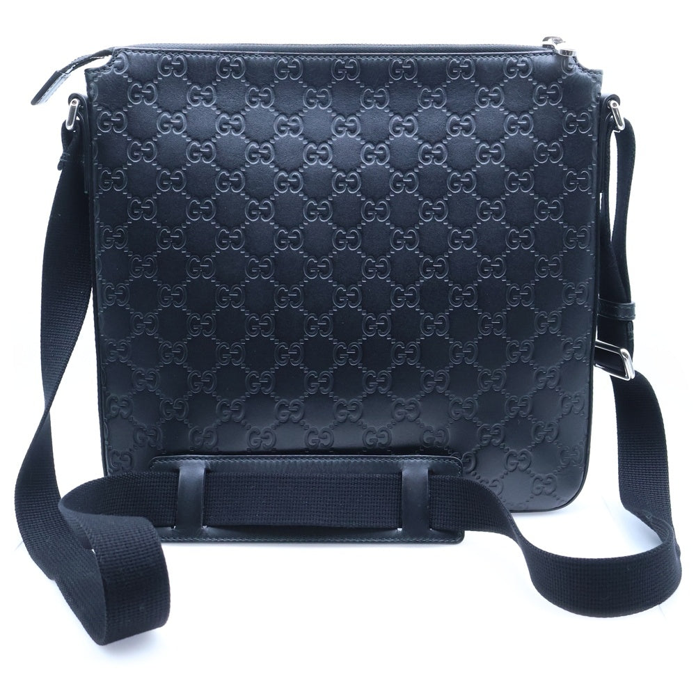 GUCCI(グッチ) グッチシマ ショルダーバッグ メッセンジャーバッグ サコッシュ ブラック レザー 406408 シルバー金具