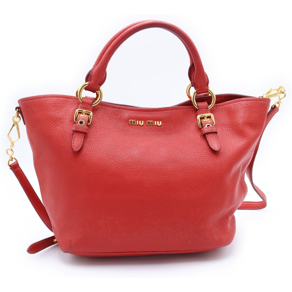 miumiu(ミュウミュウ) マドラス ヴィッテロ 2WAYショルダーハンドバック ハンドバッグ レッド レザー ゴールド金具 レディース