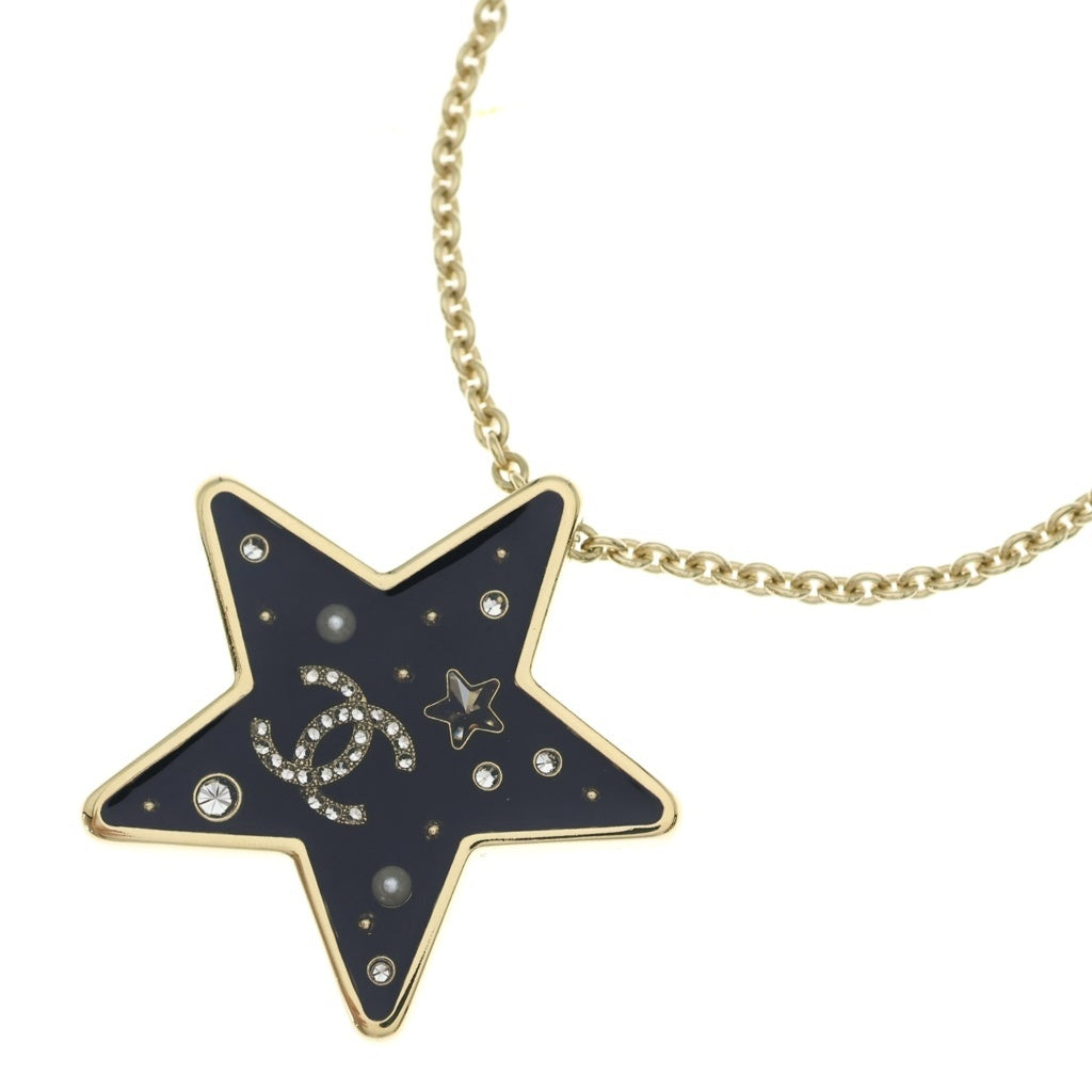 CHANEL(シャネル) スターモチーフ ネックレス ココマーク ラインストーン ゴールド D25K GP レディース