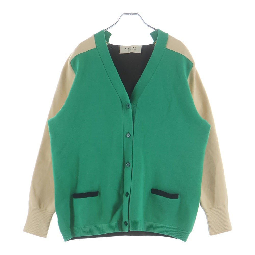 MARNI(マルニ) 12AW バイカラー コットンニット 長袖 カーディガン グリーン CDMDL02Q04FC902