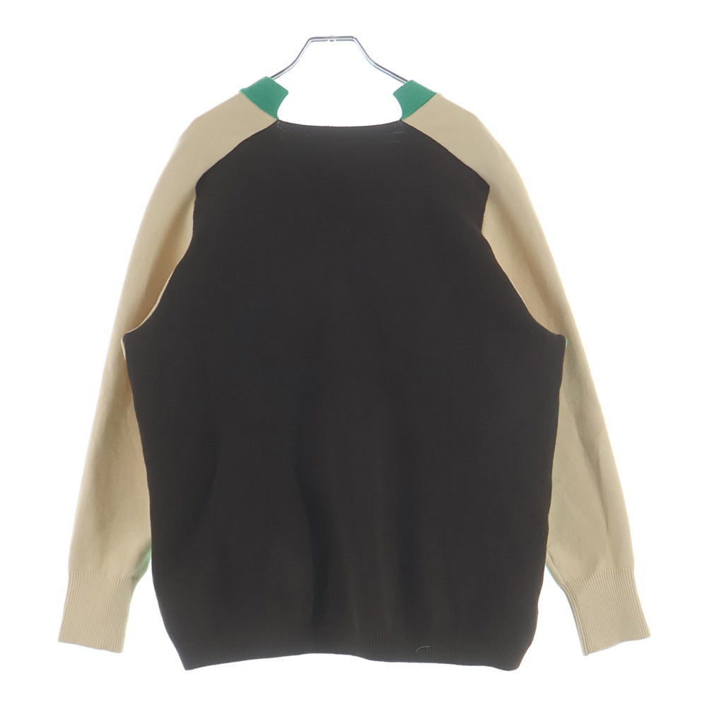 MARNI(マルニ) 12AW バイカラー コットンニット 長袖 カーディガン グリーン CDMDL02Q04FC902