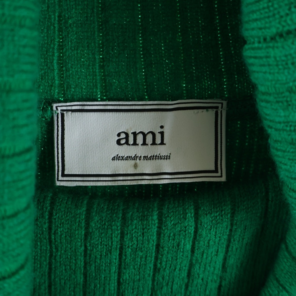 ami paris(アミパリス) タートルネック ウール プルオーバー 長袖ニット セーター グリーン H18K205.009