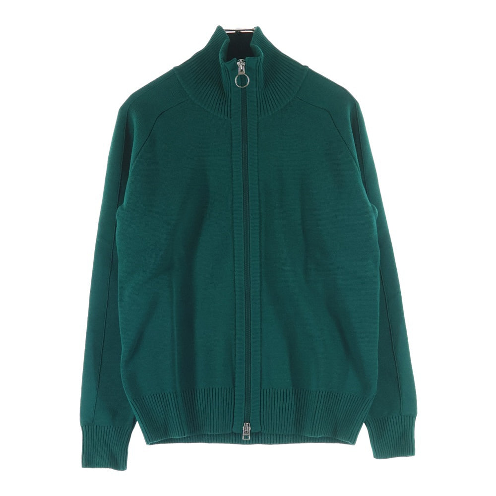 ami paris(アミパリス) リングジップ ビスコース ドライバーズ ニット ハイネック ジップアップ ジャケット グリーン E19K503.014