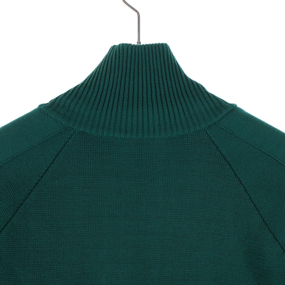 ami paris(アミパリス) リングジップ ビスコース ドライバーズ ニット ハイネック ジップアップ ジャケット グリーン E19K503.014