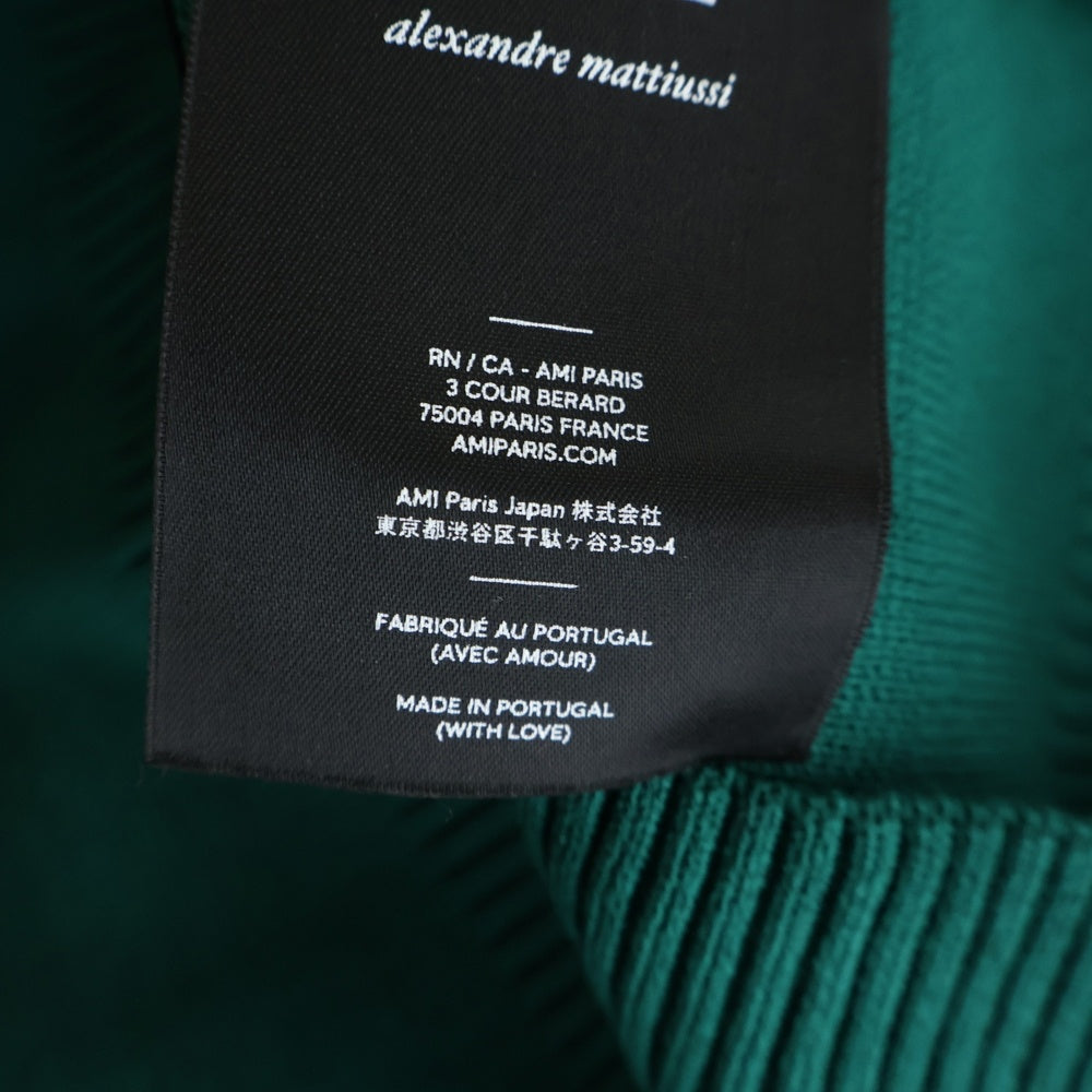 ami paris(アミパリス) リングジップ ビスコース ドライバーズ ニット ハイネック ジップアップ ジャケット グリーン E19K503.014