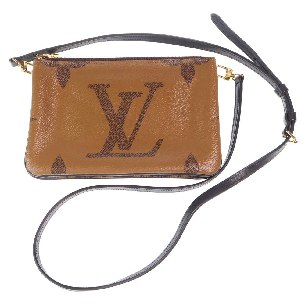 LOUIS VUITTON(ルイヴィトン) モノグラムジャイアントリバース ポシェットドゥーブルジップ ショルダーバッグ ブラウン PVC M69203 IC レディース