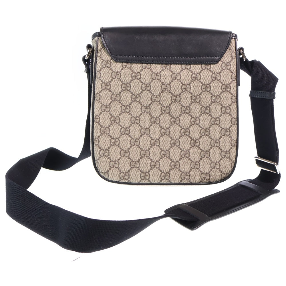GUCCI(グッチ) グッチシマ シグネチャー ショルダーバッグ ブラック×ベージュ レザー×PVC 473877 シルバー金具 レディース
