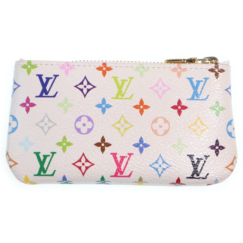 LOUIS VUITTON(ルイヴィトン) ×村上隆 モノグラムマルチカラー ポシェット・クレ バッグチャーム 小物入れ ポーチ キーケース ホワイト×マルチカラー PVCレザー M28388 ゴールド金具 レディース