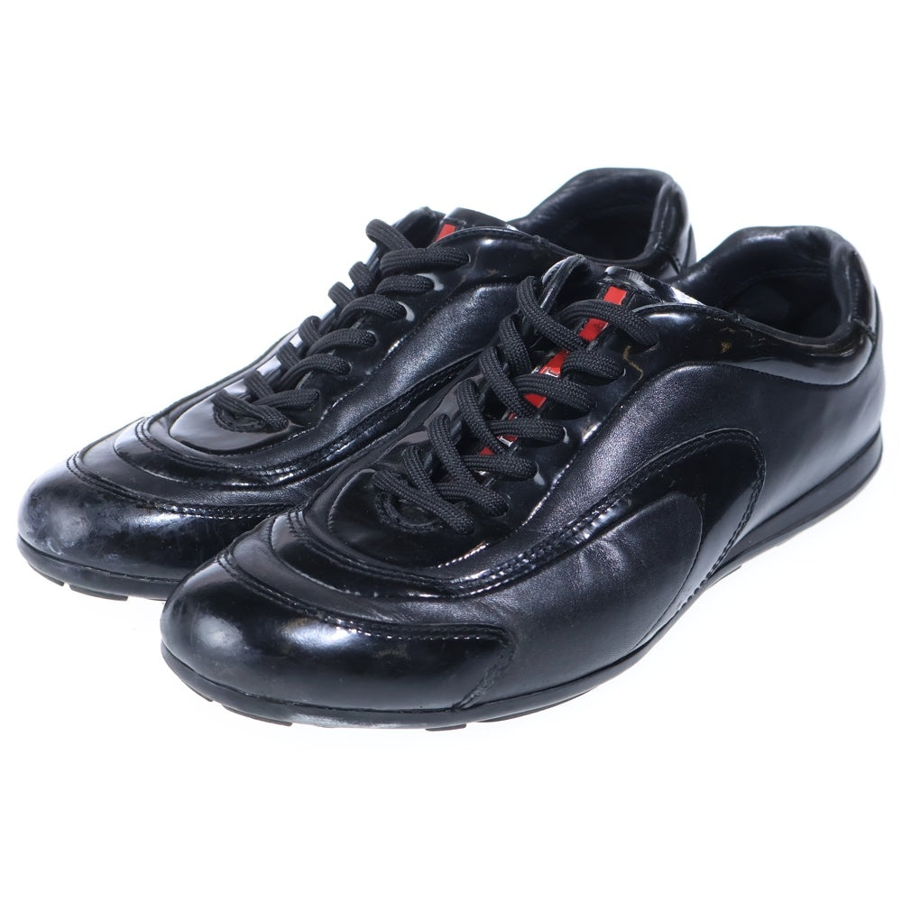 PRADA SPORT(プラダ スポーツ) パテント コンビレザー レースアップ ローカットシューズ スニーカー ブラック レディース