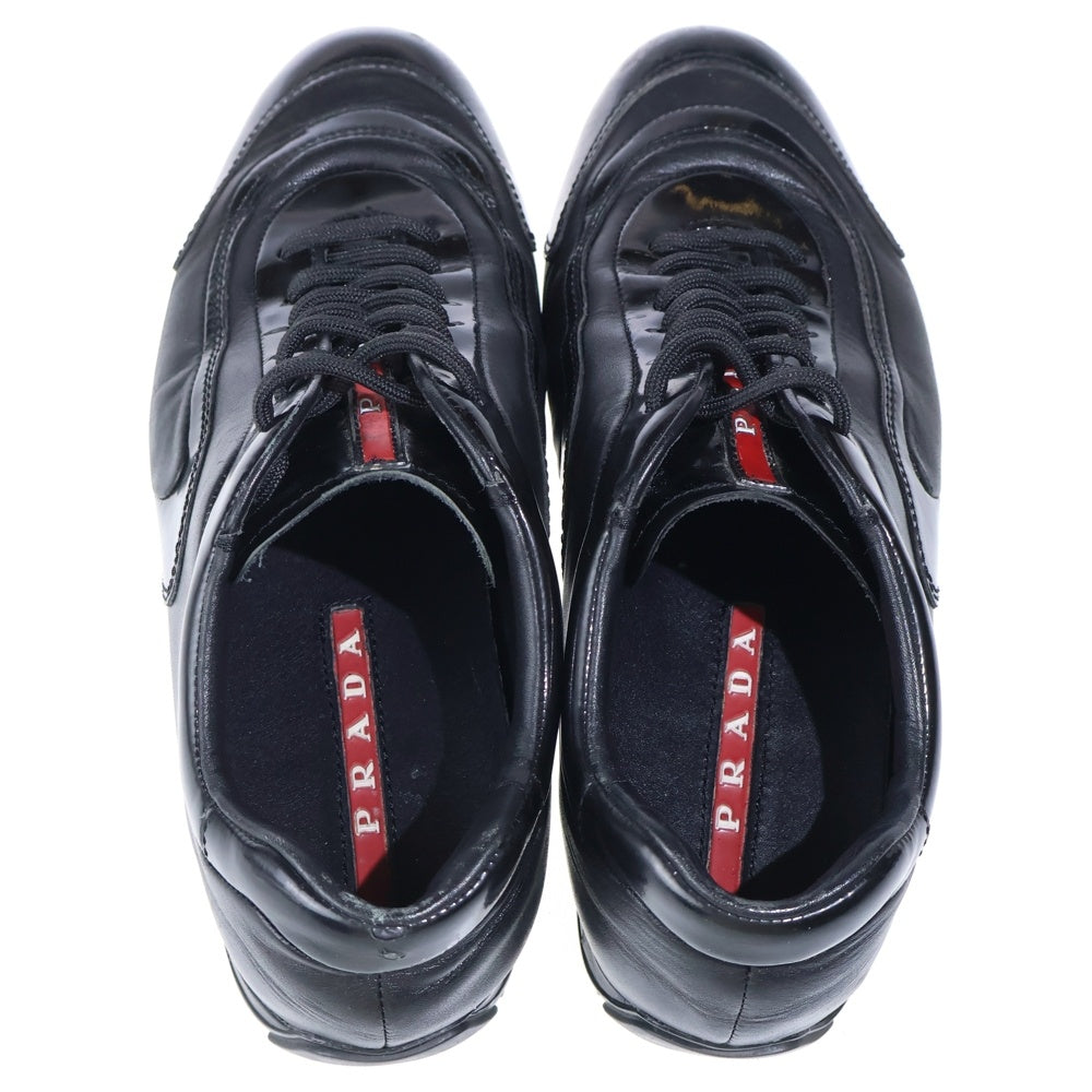 PRADA SPORT(プラダ スポーツ) パテント コンビレザー レースアップ ローカットシューズ スニーカー ブラック レディース