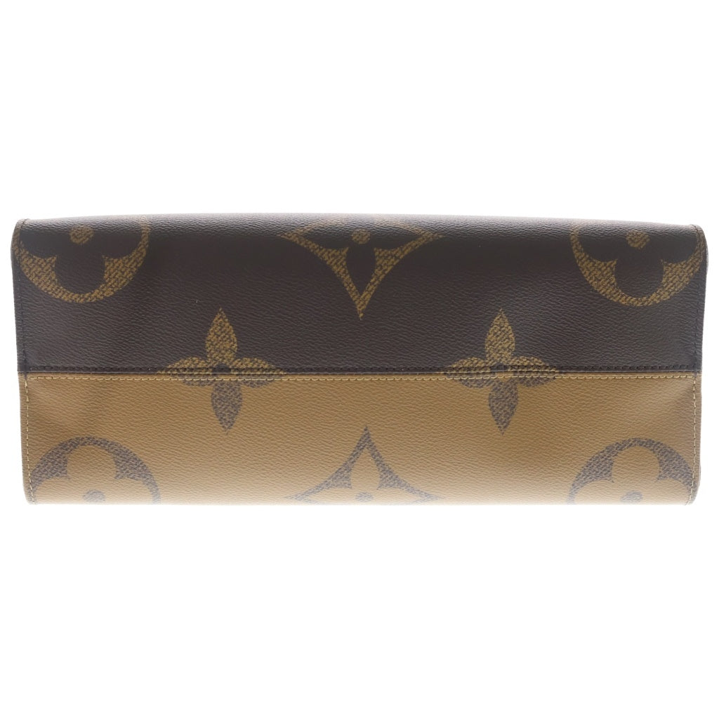 LOUIS VUITTON(ルイヴィトン) モノグラムリバース オンザゴーMM ハンドバッグ トートバッグ ブラウン レザー×PVC M45321 ゴールド金具 レディース