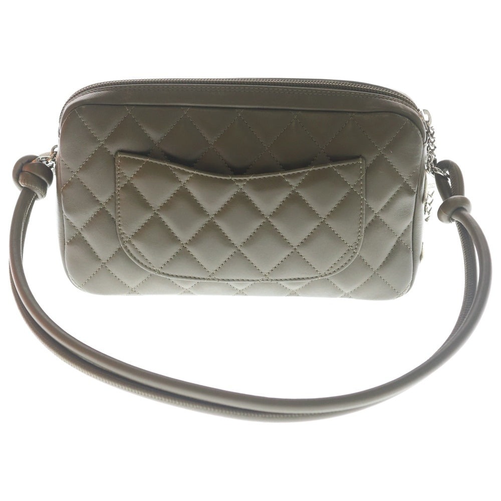 CHANEL(シャネル) レザー カンボンライン ショルダーバッグ ハンドバッグ ミニバッグ カーキ グリーン パイソン シルバー金具 レディース