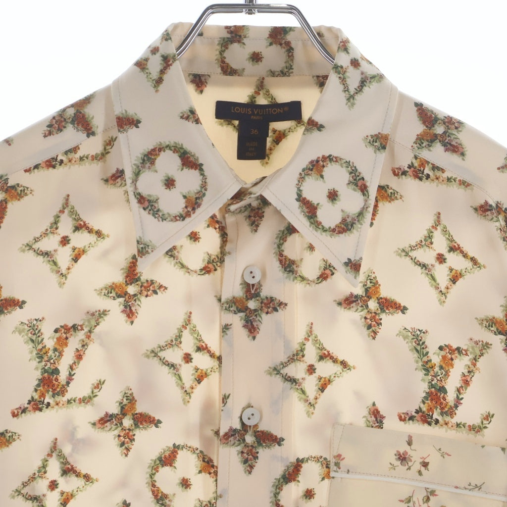 LOUIS VUITTON(ルイヴィトン) 24SS フローラル モノグラム 総柄プリント シルク 長袖シャツ アイボリー RW241WW GQO FQTP01 レディース