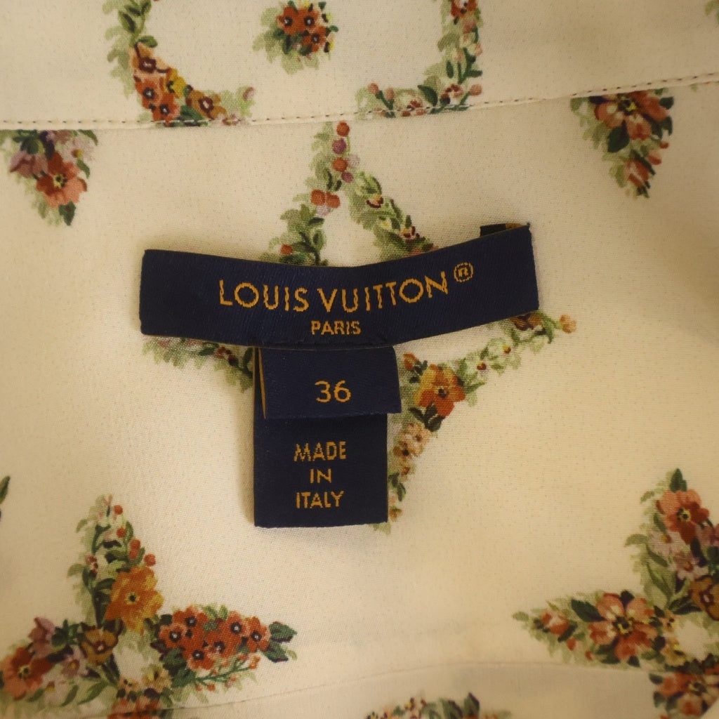 LOUIS VUITTON(ルイヴィトン) 24SS フローラル モノグラム 総柄プリント シルク 長袖シャツ アイボリー RW241WW GQO FQTP01 レディース