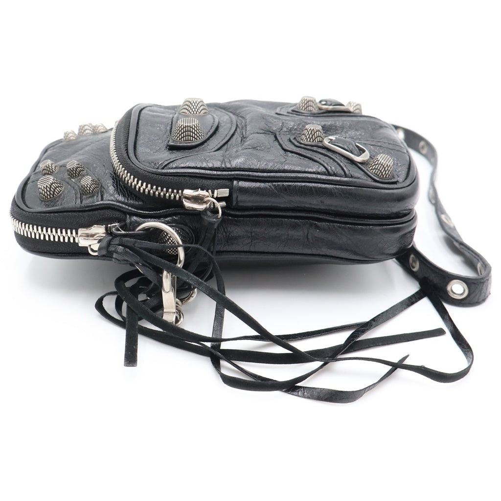 BALENCIAGA(バレンシアガ) ル カゴール レザー ショルダーバッグ フォンポーチ ブラック 742015