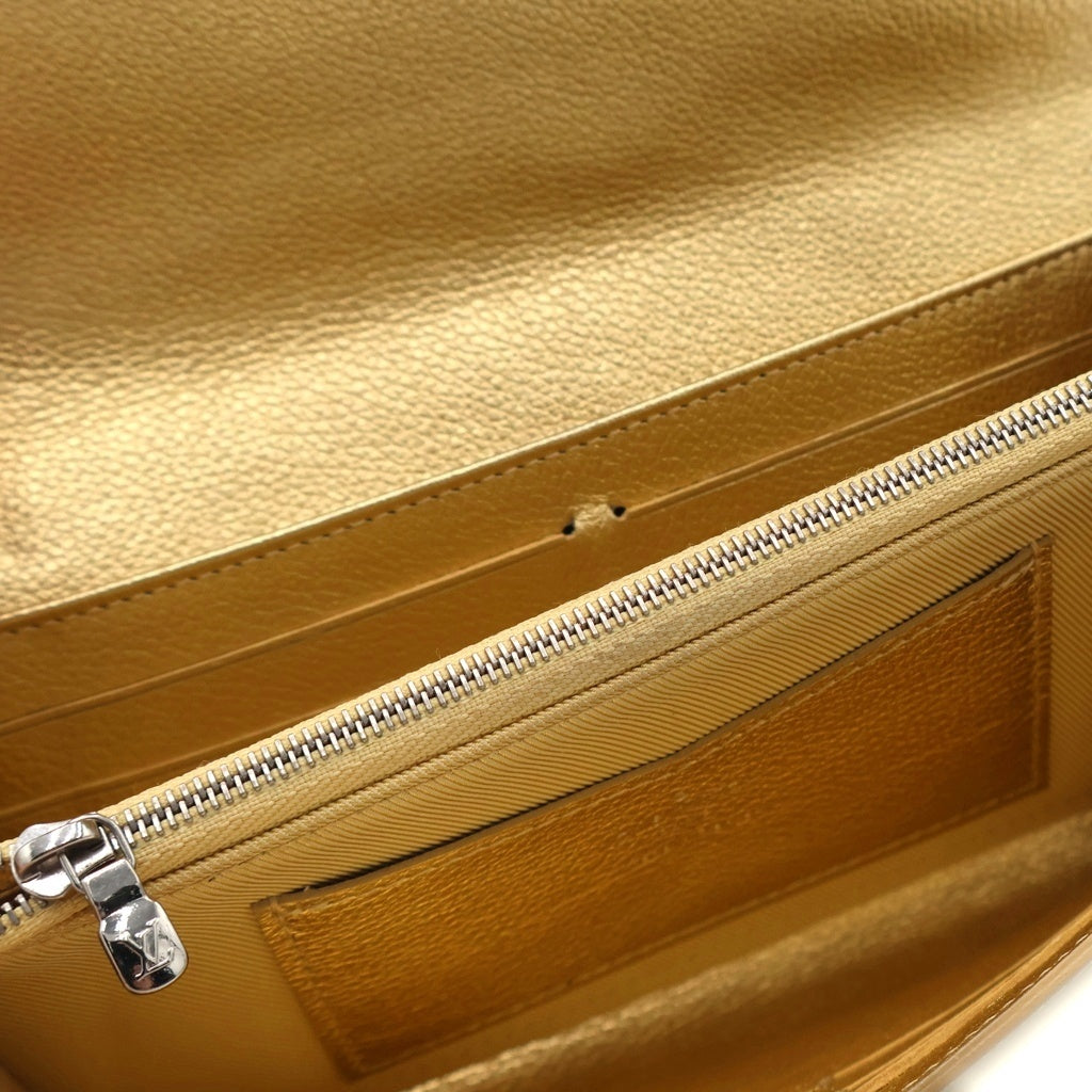 LOUIS VUITTON(ルイヴィトン) ポルトフォイユ ロックミー ロングウォレット 長財布 カードケース ゴールド レザー M62077 シルバー金具 レディース