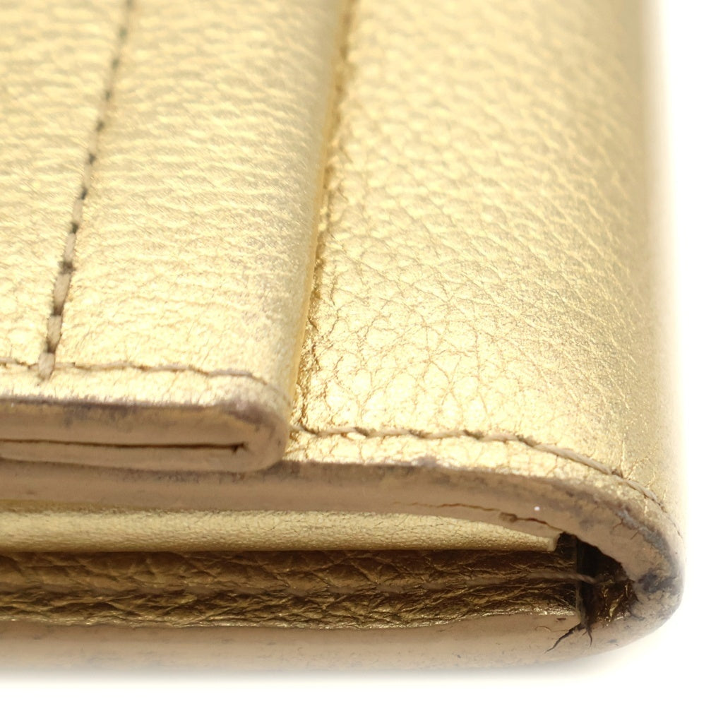 LOUIS VUITTON(ルイヴィトン) ポルトフォイユ ロックミー ロングウォレット 長財布 カードケース ゴールド レザー M62077 シルバー金具 レディース