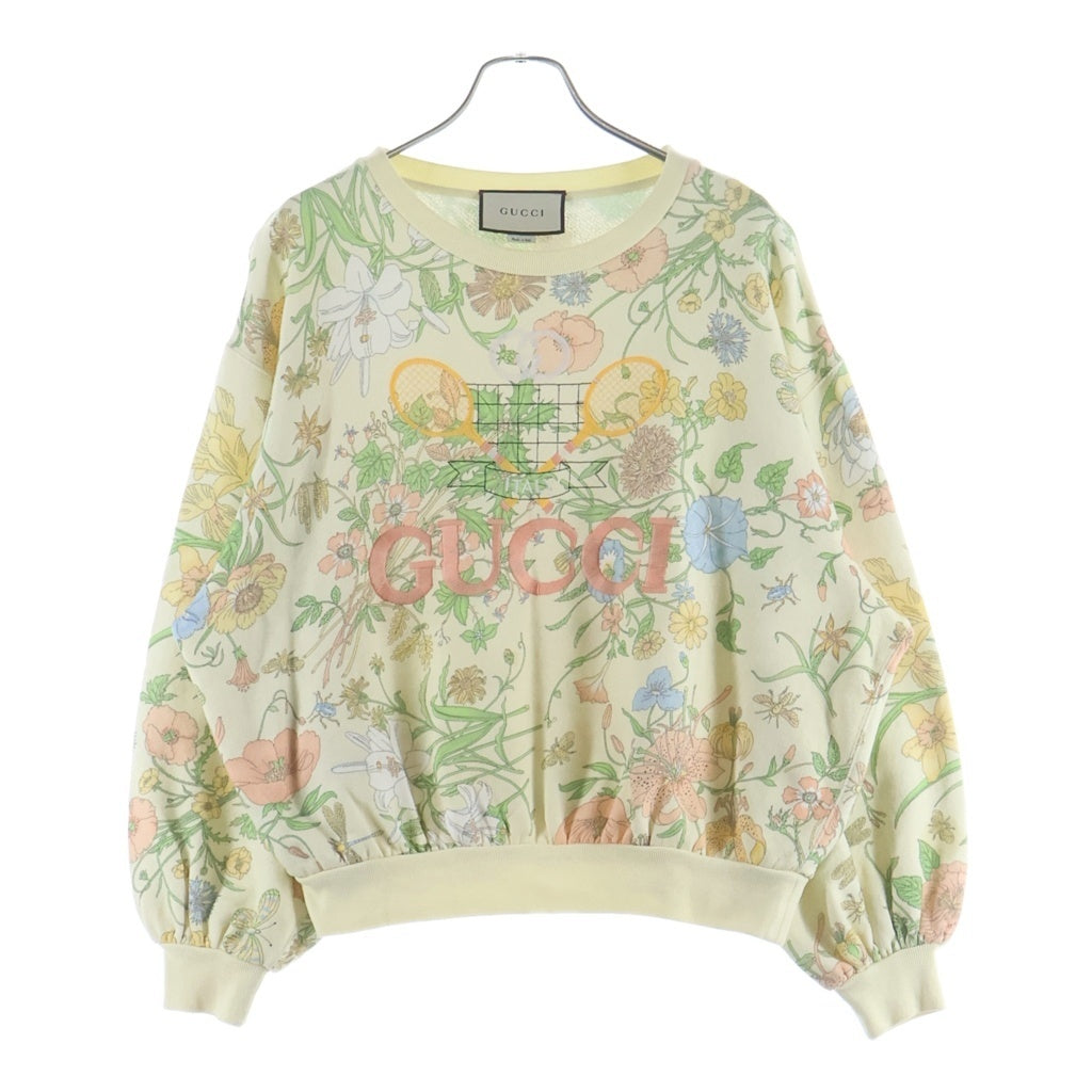 GUCCI(グッチ) クルーネック フラワープリント ロゴ刺繍スウェット 