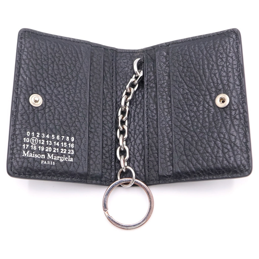MM6 Maison Margiela(エムエムシックスメゾンマルジェラ) キーリング カードホルダー ブラック レザー 25FUI0128P4455