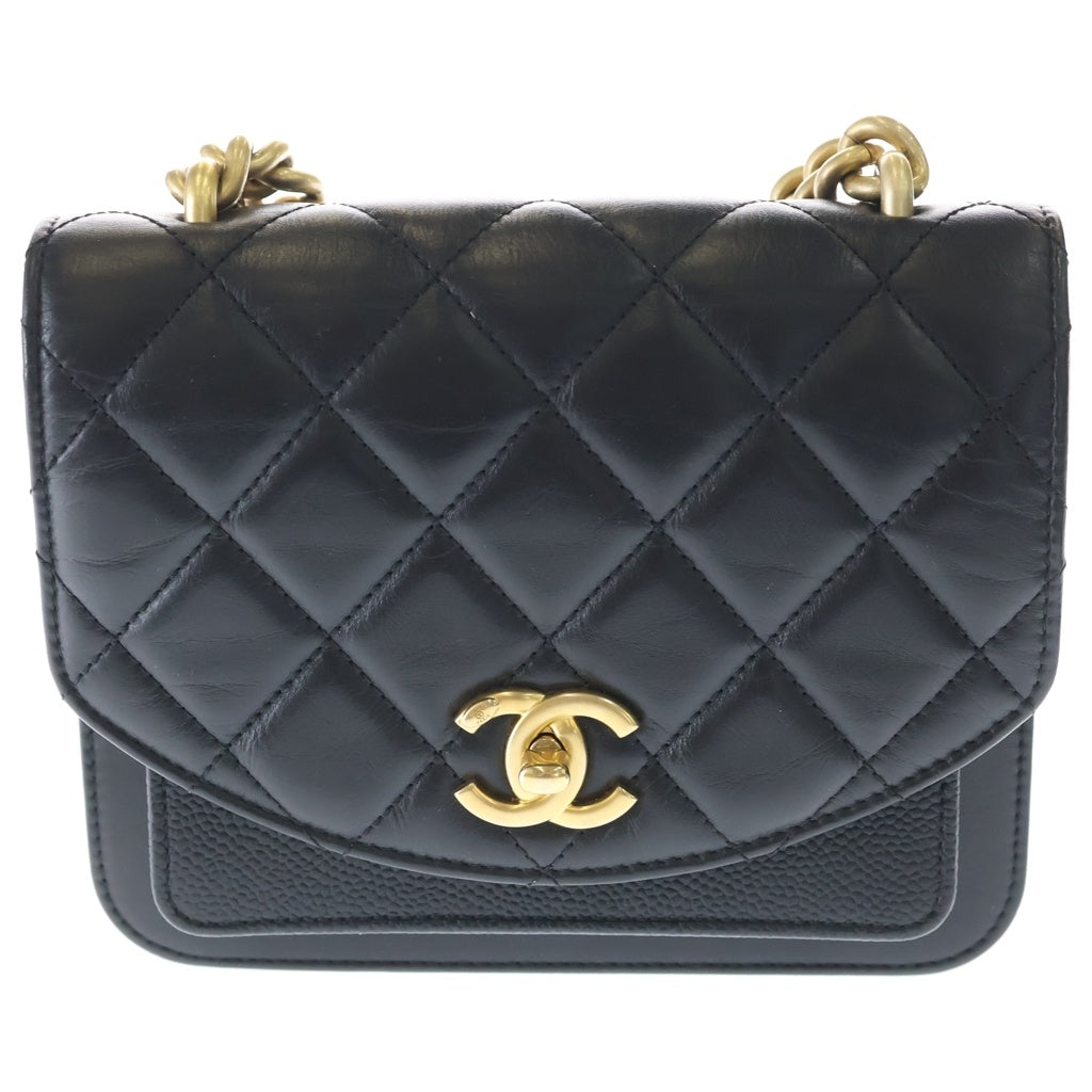 CHANEL(シャネル) トリコマテリアル チェーンショルダーバッグ ミニバッグ ブラック カーフ×キャビアスキン AS0785 ゴールド金具 レディース