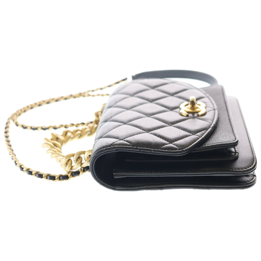 CHANEL(シャネル) トリコマテリアル チェーンショルダーバッグ ミニバッグ ブラック カーフ×キャビアスキン AS0785 ゴールド金具 レディース