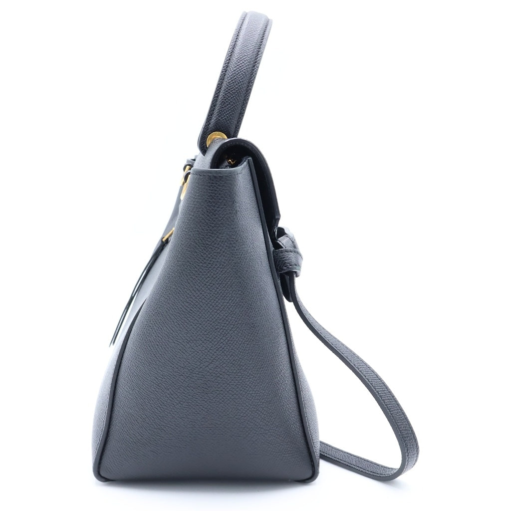 CELINE(セリーヌ) ベルトバッグ マイクロ 2WAYバッグ ハンドバッグ ショルダーバッグ ブラック グレインドカーフスキン ゴールド金具 レディース