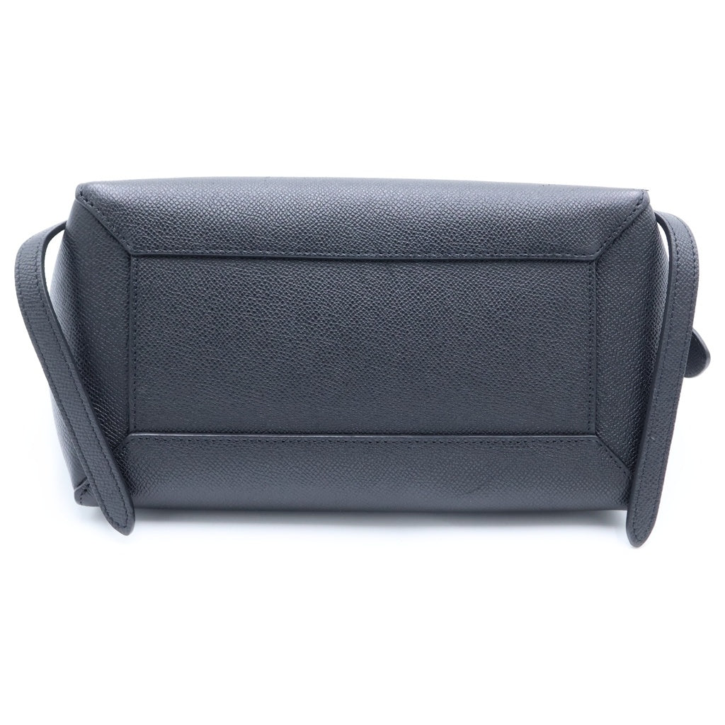 CELINE(セリーヌ) ベルトバッグ マイクロ 2WAYバッグ ハンドバッグ ショルダーバッグ ブラック グレインドカーフスキン ゴールド金具 レディース