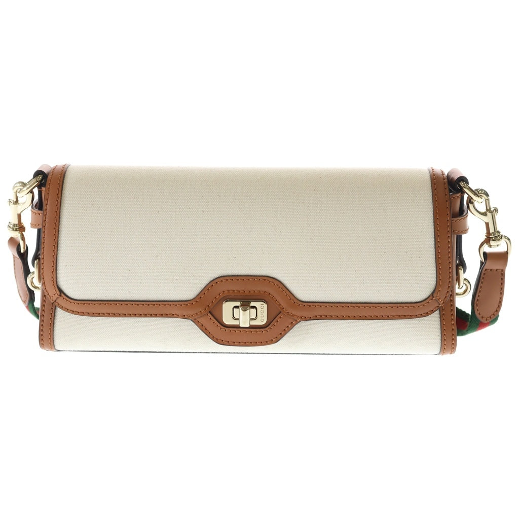 GUCCI(グッチ) ルーチェスモール ショルダーバッグ ベージュ×ブラウン キャンバス×レザー 786027 ゴールド金具 レディース