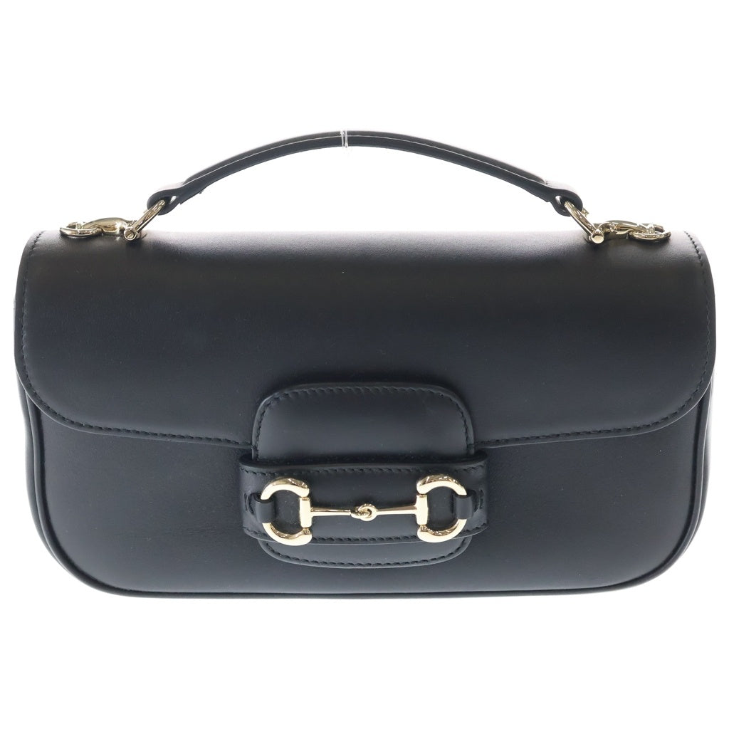 GUCCI(グッチ) グッチ ホースビット 1955 ショルダーバッグ ハンドバッグ ブラック レザー 815206 ゴールド金具 レディース