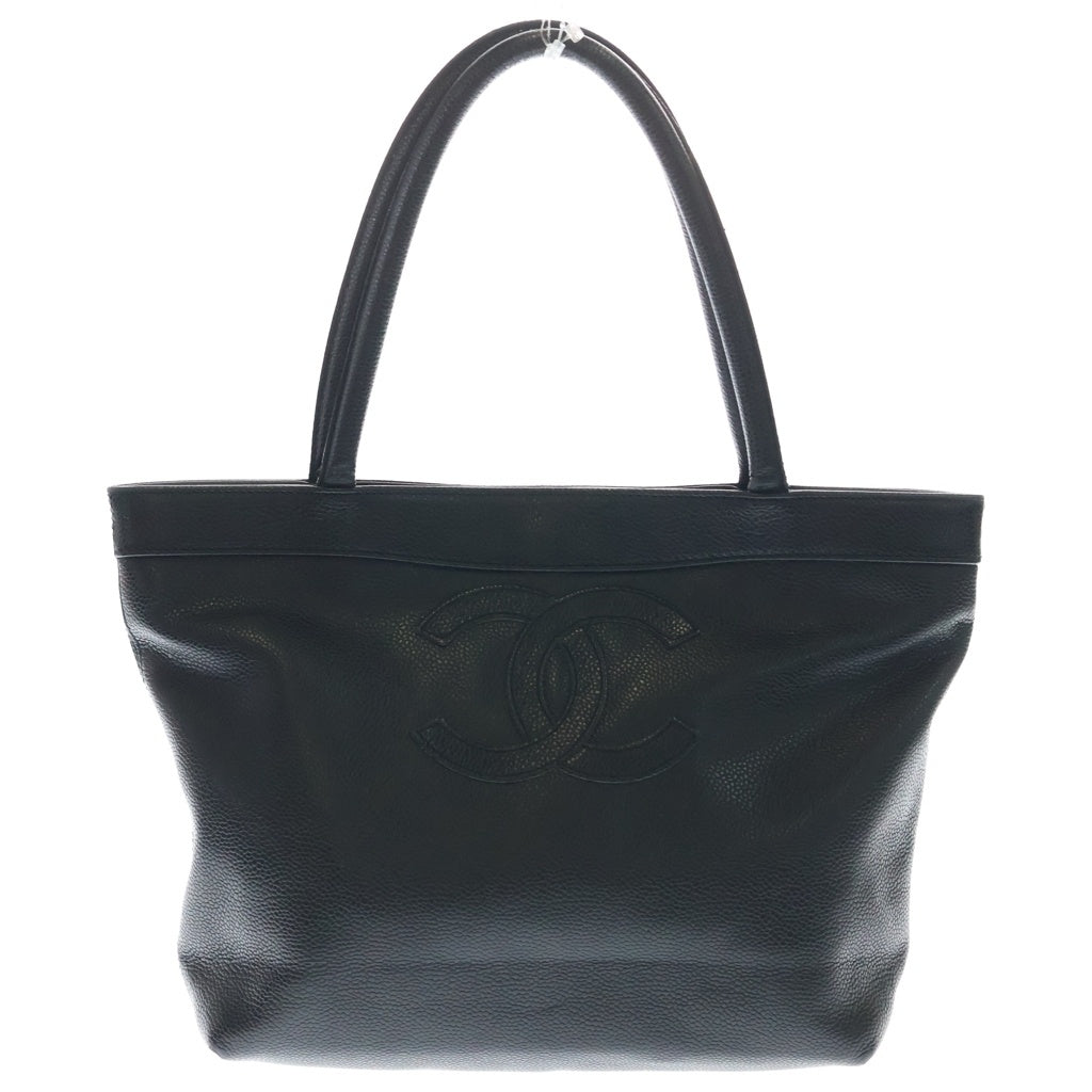 CHANEL(シャネル) ココマーク スモール トート キャビアスキン レザー ハンドバッグ ゴールド金具 ブラック 6番台 レディース