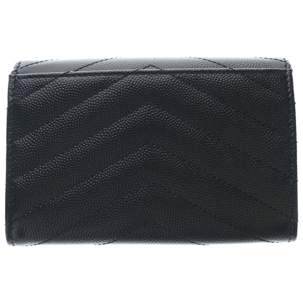 SAINT LAURENT PARIS(サンローランパリ) Vステッチ モノグラム スモール エンベロープウォレット カードケース ブラック エンボスレザー 414404 レディース
