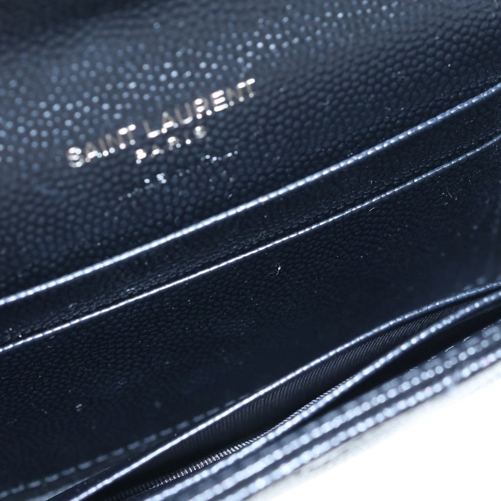 SAINT LAURENT PARIS(サンローランパリ) Vステッチ モノグラム スモール エンベロープウォレット カードケース ブラック エンボスレザー 414404 レディース