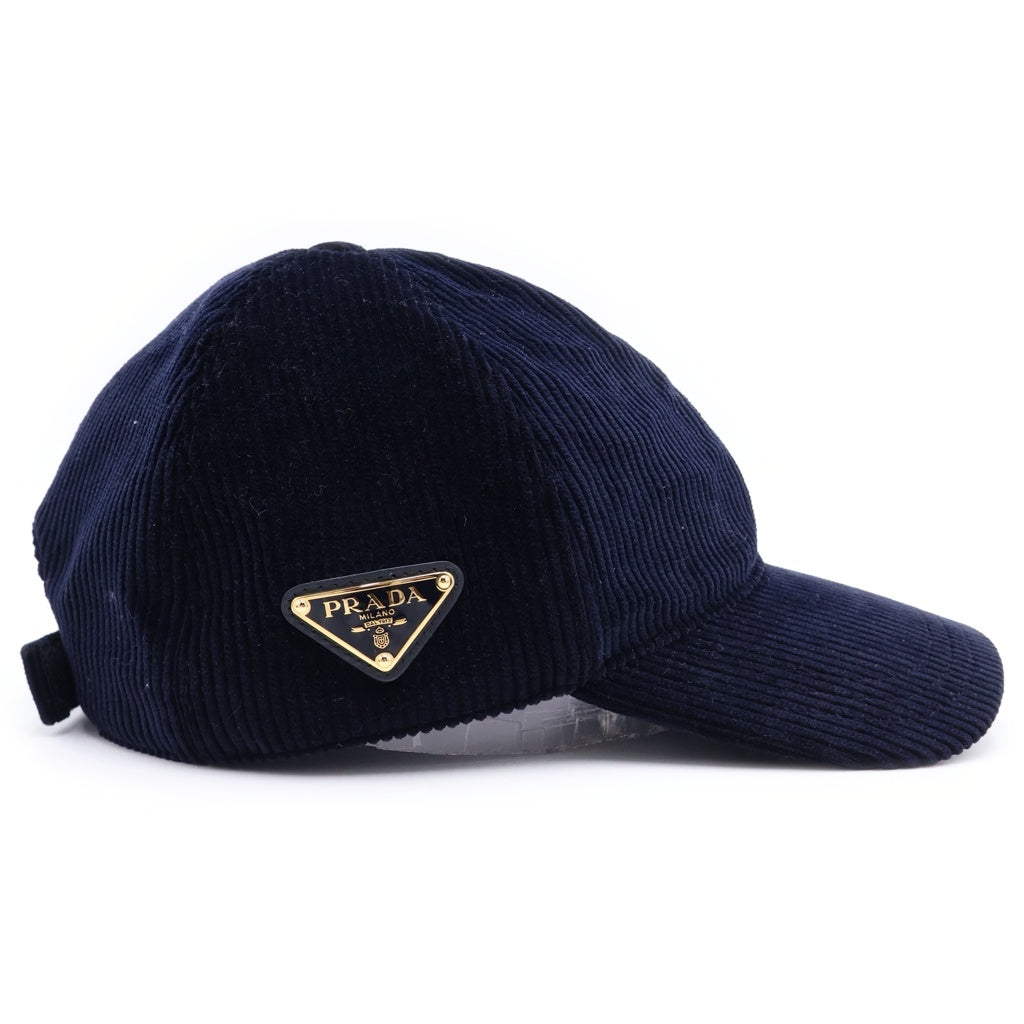 PRADA(プラダ) ベースボールキャップ ネイビー コーデュロイ #L レディース