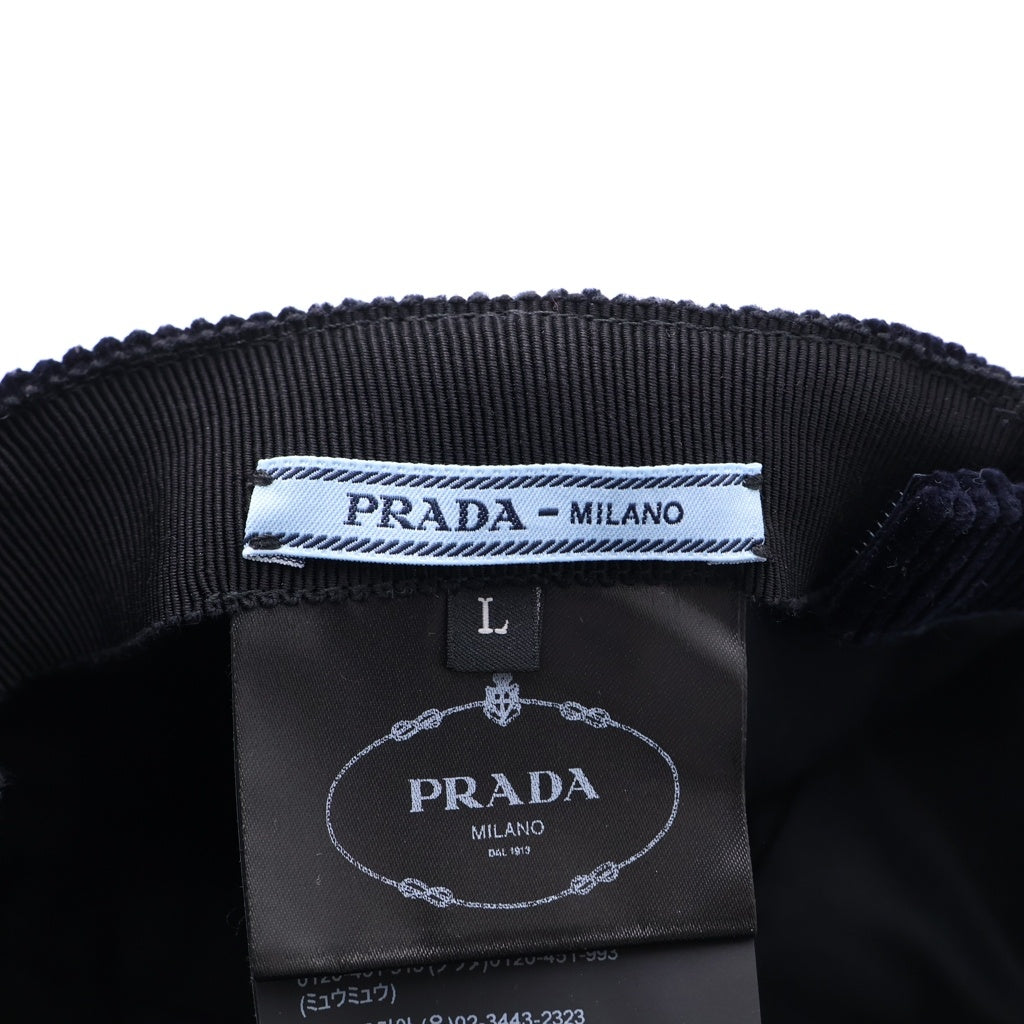 PRADA(プラダ) ベースボールキャップ ネイビー コーデュロイ #L レディース