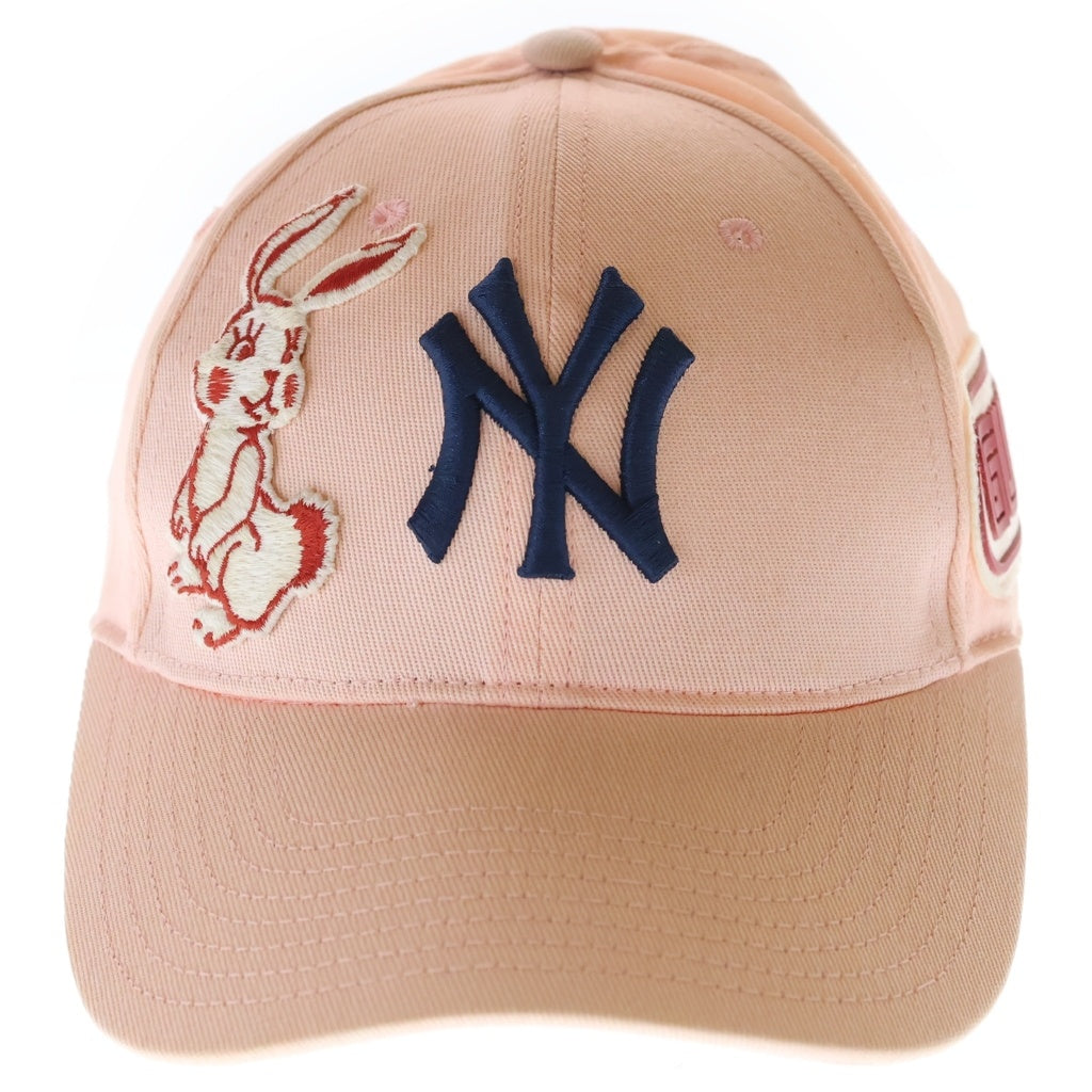GUCCI(グッチ) NY ベースボールキャップ ピンク コットン ヤンキース アップリケ エンブロイダリー ウサギ ピンク 538561 レディース