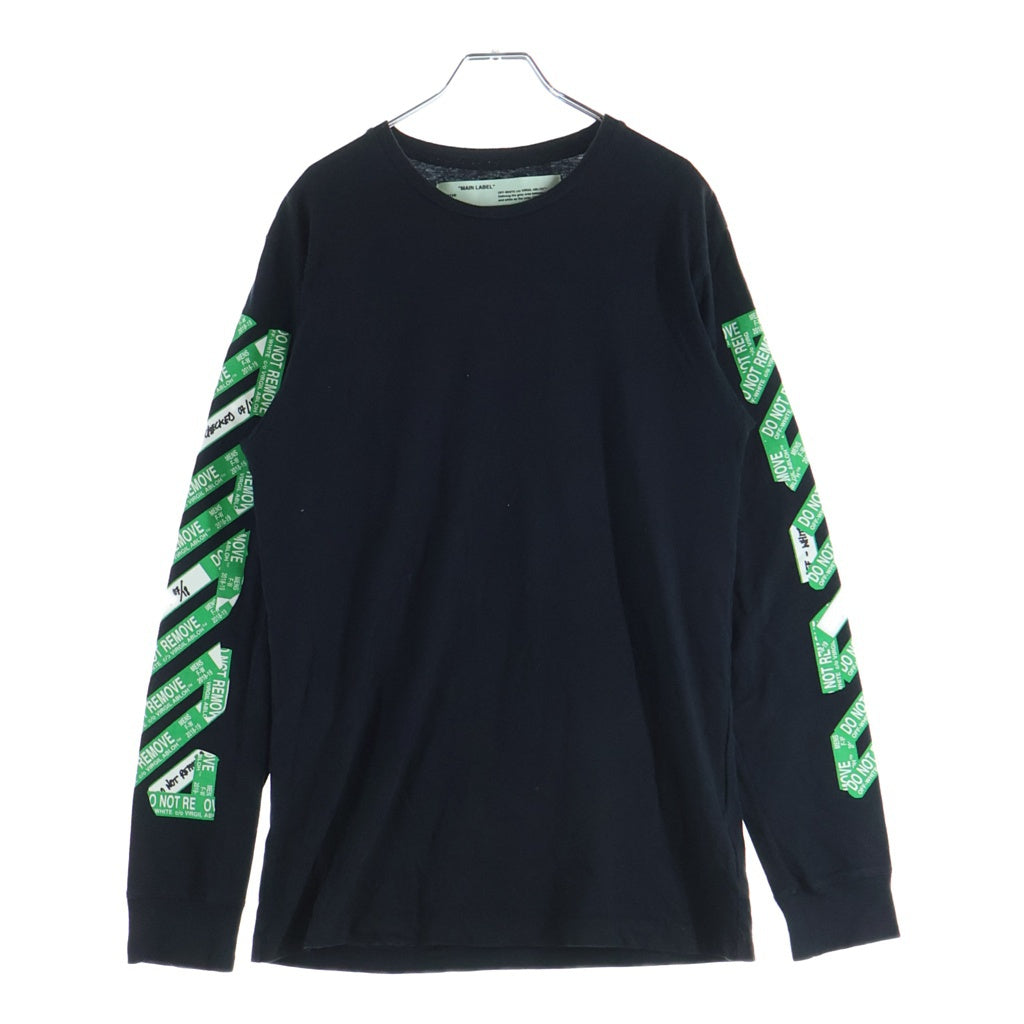 OFF-WHITE(オフホワイト) Black 3D Diagonal T-Shirt フロントプリントTシャツ ブラック×グリーン #M