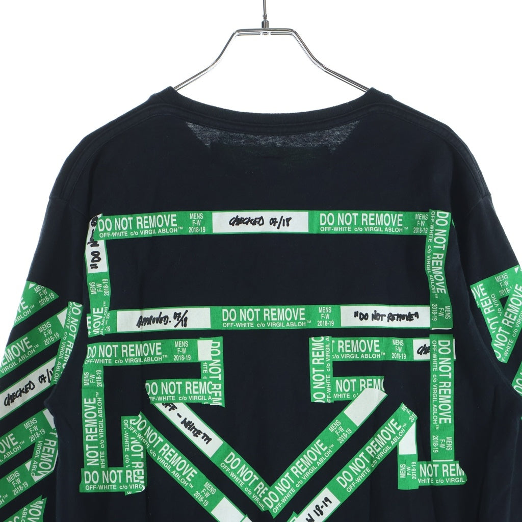 OFF-WHITE(オフホワイト) Black 3D Diagonal T-Shirt フロントプリントTシャツ ブラック×グリーン #M
