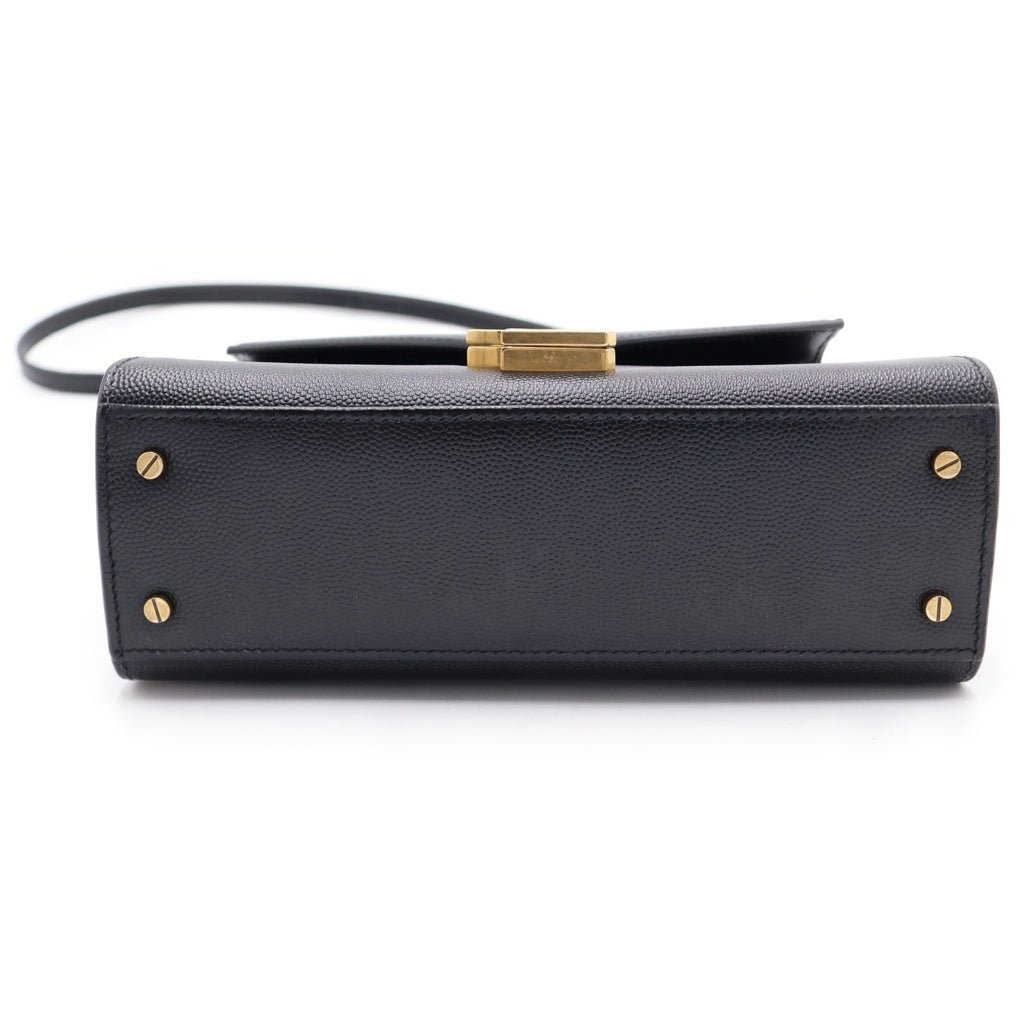SAINT LAURENT PARIS(サンローランパリ) カサンドラ トップハンドル 2WAYショルダーバッグ ハンドバッグ ブラック レザー 623931 ゴールド金具 レディース