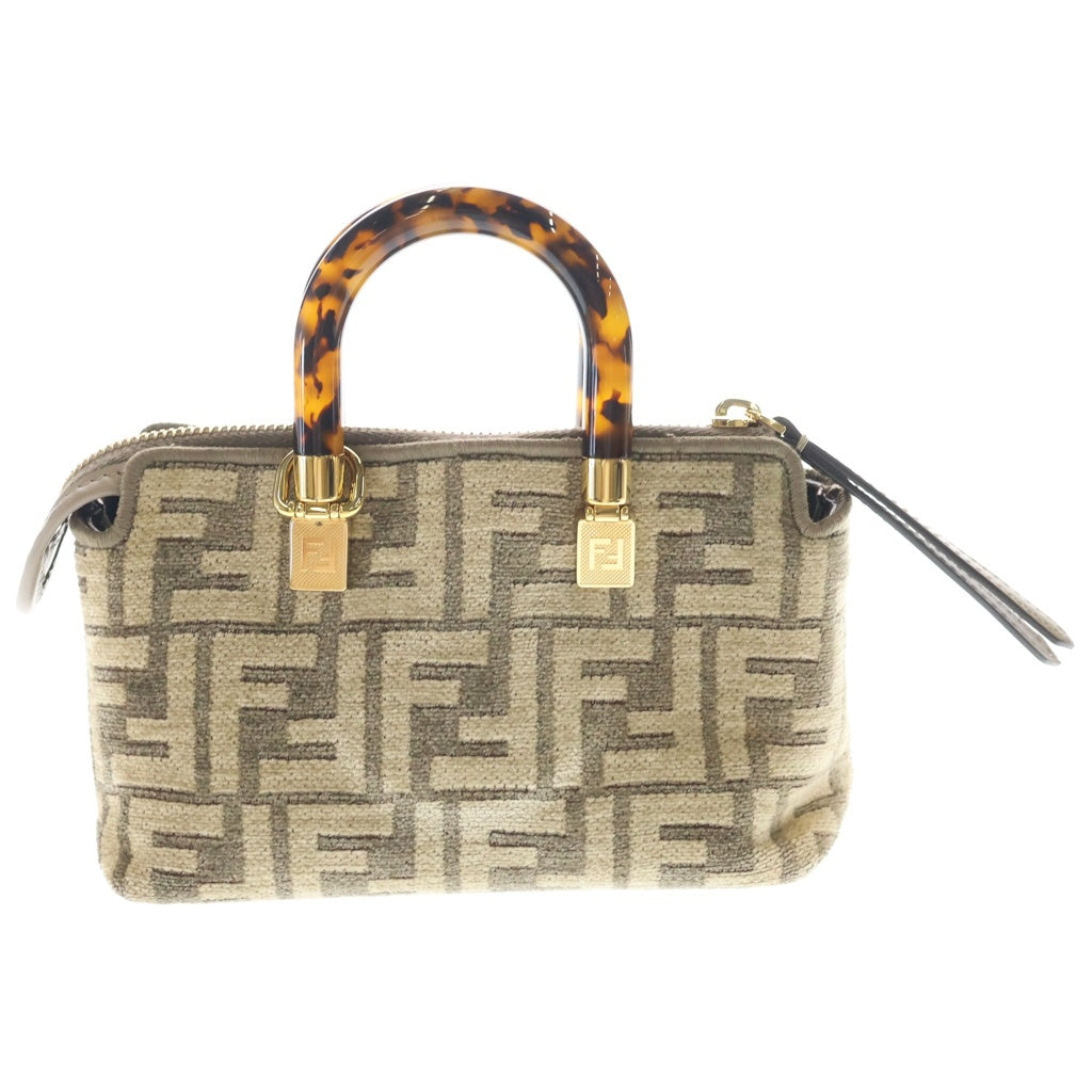 FENDI(フェンディ) ズッカ バイザウェイ ハンド ショルダーバッグ 2WAY ゴールド金具 ベージュ RFID レディース