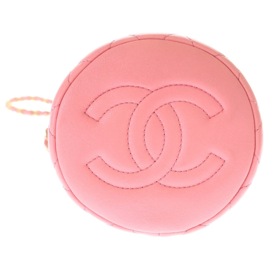 CHANEL(シャネル) ココマーク ココボール ラムスキン レザー 巾着 チェーンショルダーバッグ ピンク ゴールド金具 プレート AS1894 レディース