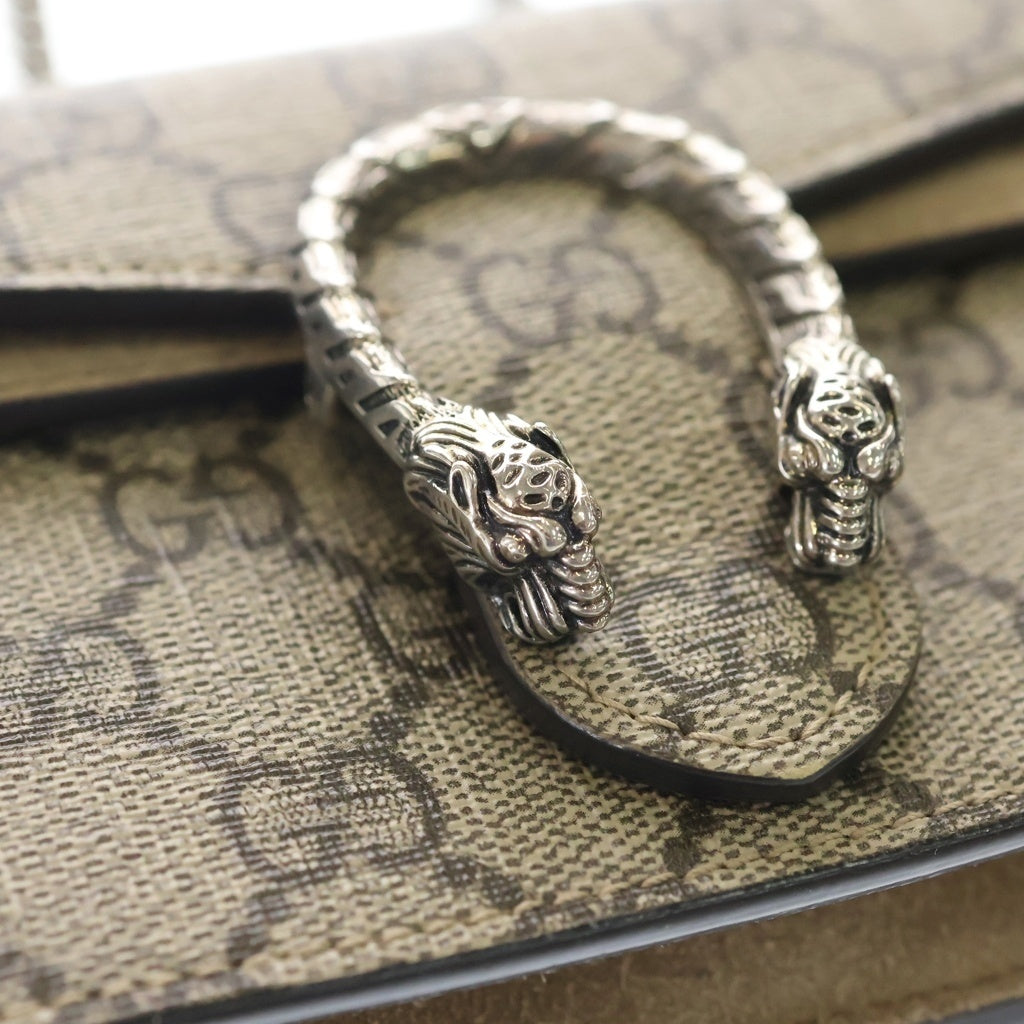 GUCCI(グッチ) GGスプリーム ディオニュソス キャンバス×レザー チェーン ショルダーバッグ 476432 ベージュ レディース