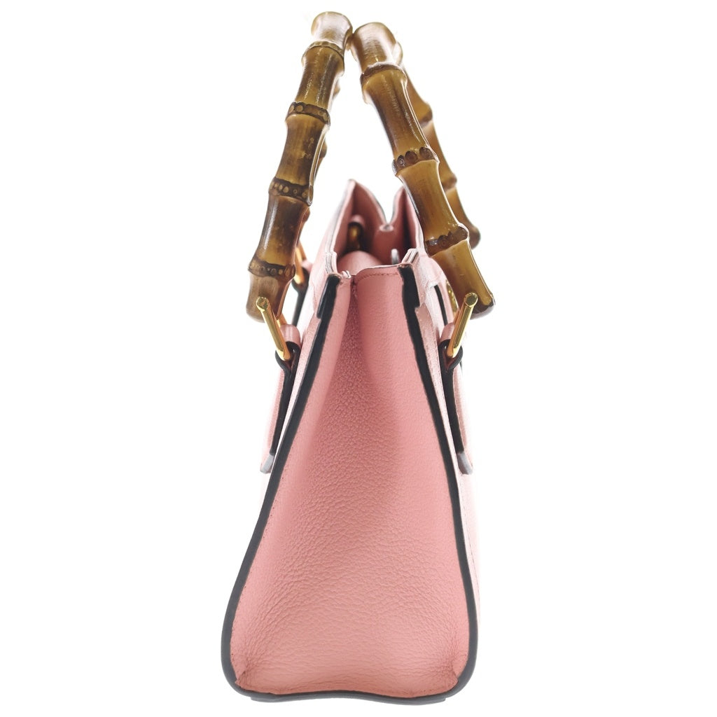 GUCCI(グッチ) グッチ バンブー ダイアナ 2WAYハンドバッグ ショルダーバッグ ピンク レザー ゴールド金具 レディース