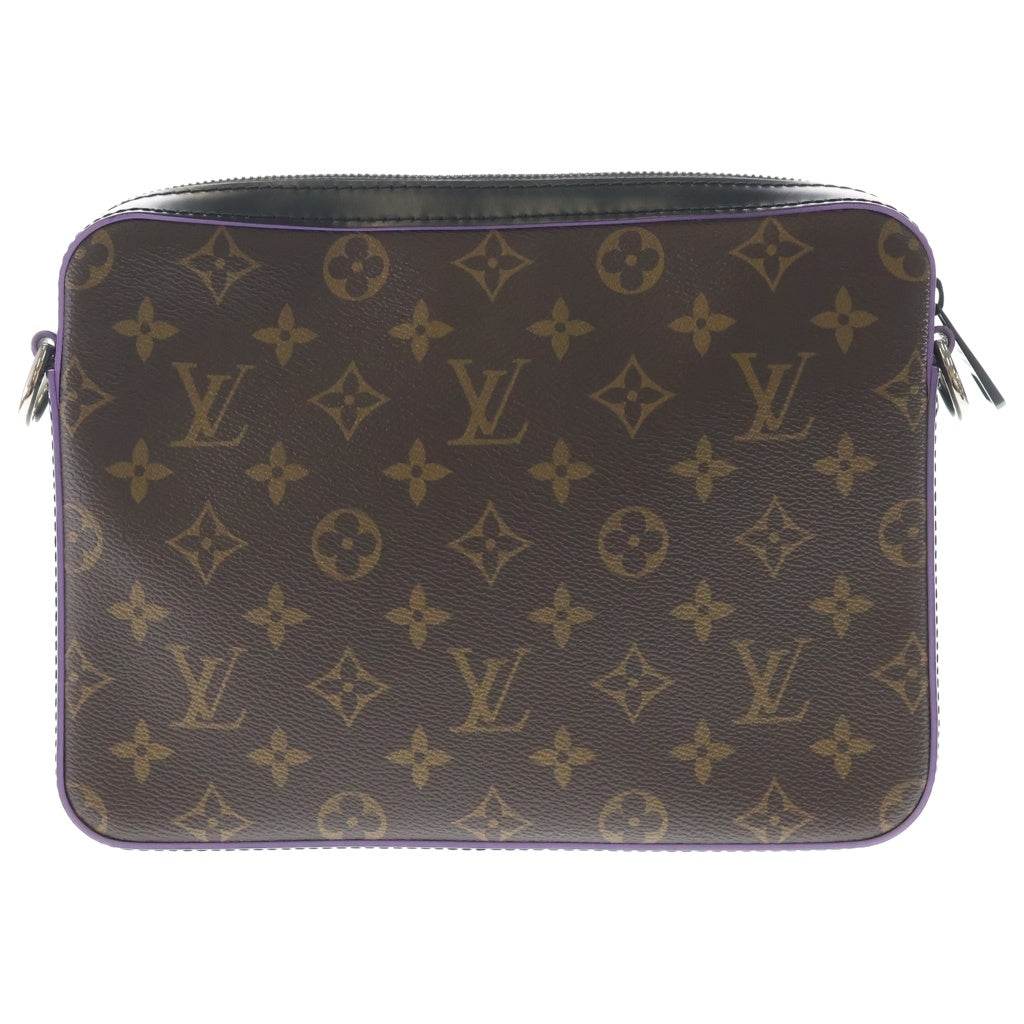 LOUIS VUITTON(ルイヴィトン) モノグラムマカサー LVカラーマニア トリオメッセンジャー セカンドバッグ ポーチ クラッチバッグ ブラウン×パープル レザー×PVC M46266 シルバー金具 レディース