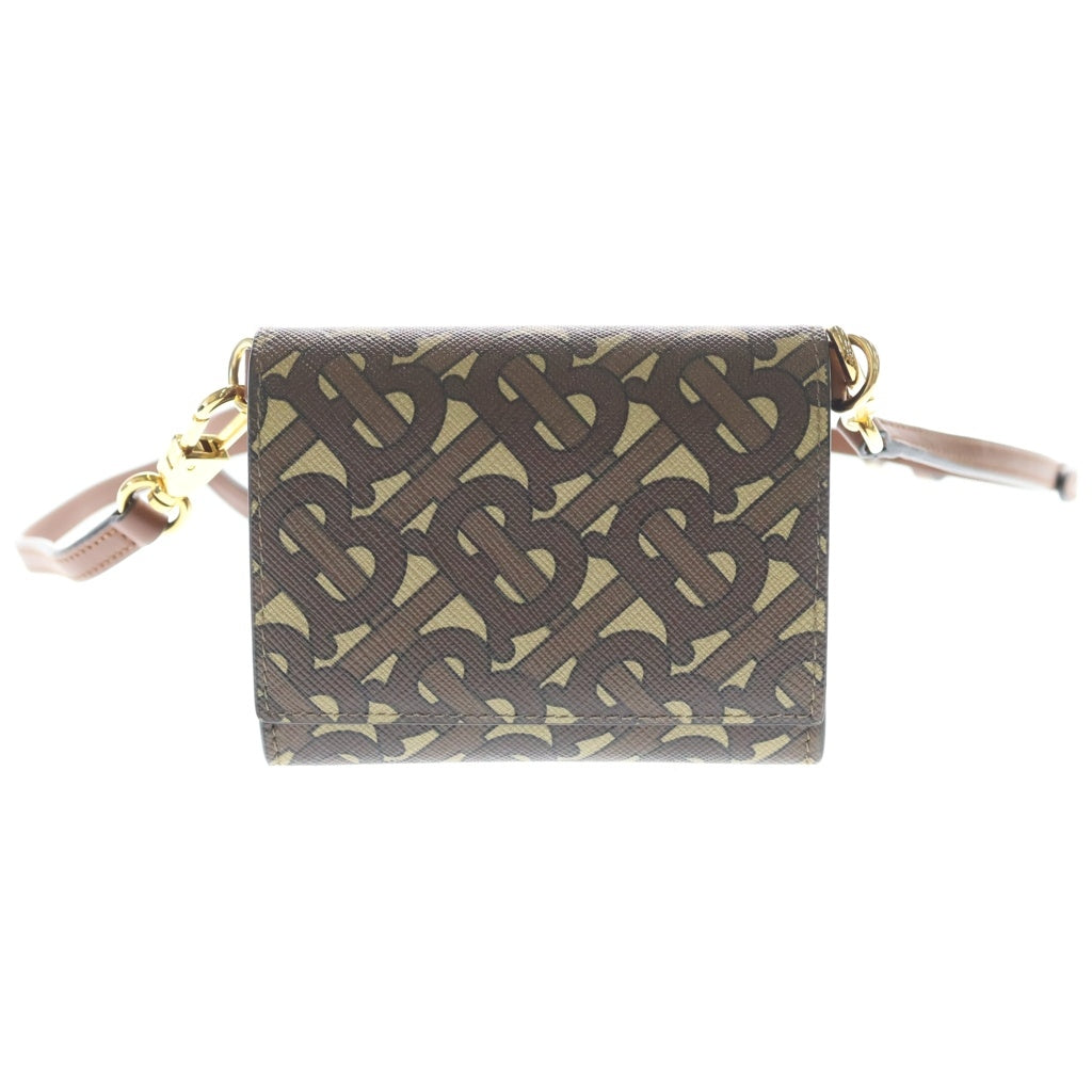 BURBERRY(バーバリー) TB モノグラム コインケース チェーンウォレット ミニバッグ ブラウン レザー PVC ゴールド金具 レディース