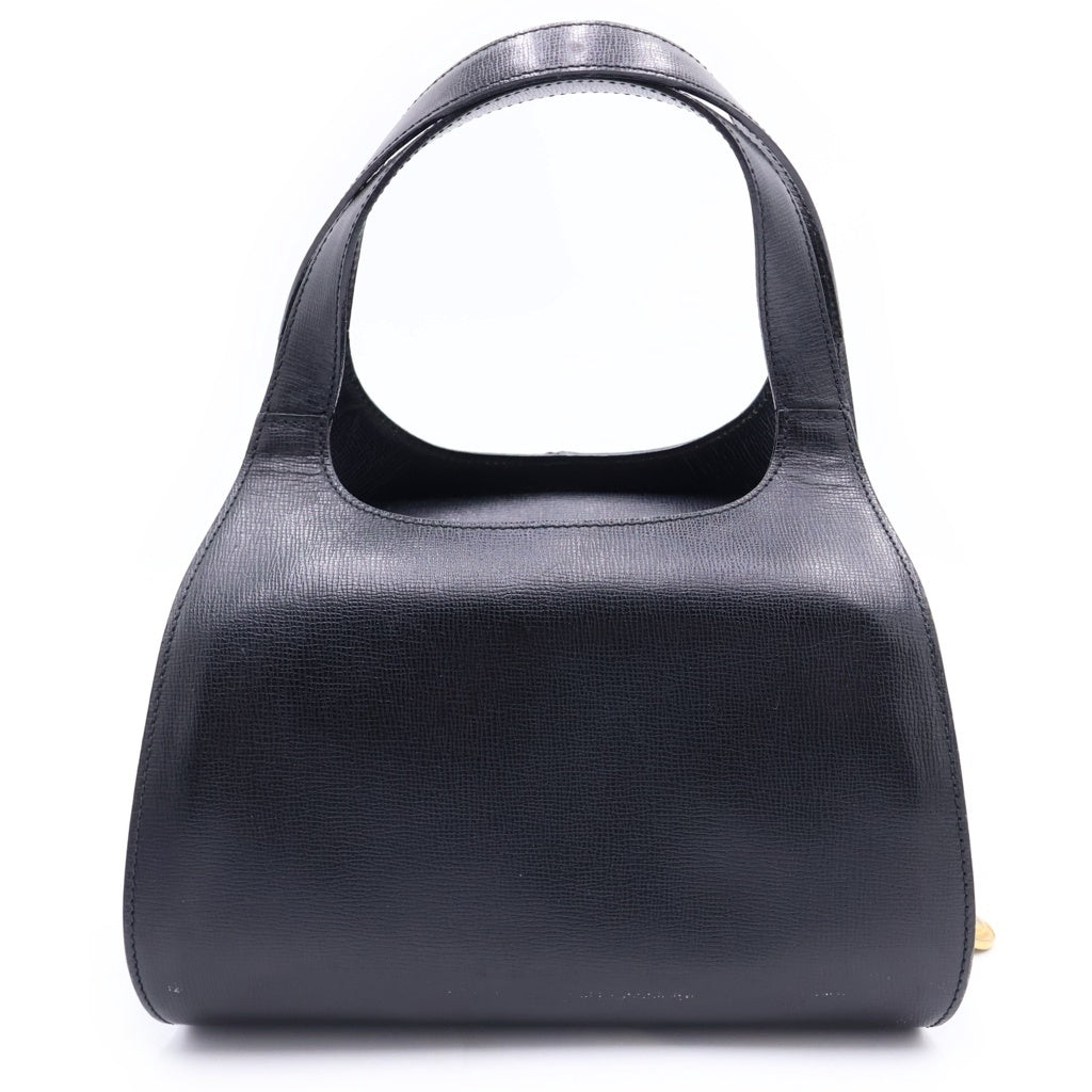 Christian Dior(クリスチャンディオール) ヴィンテージ ラウンド オーバル レザー ハンドバッグ ブラック ゴールド金具 レディース