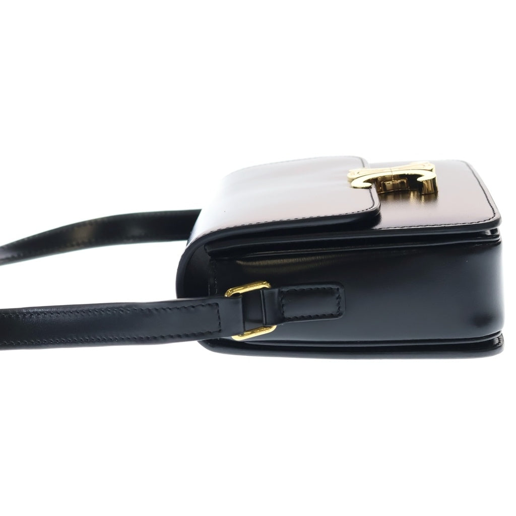 CELINE(セリーヌ) ティーン トリオンフ ショルダーバッグ ブラック シャイニーカーフスキン 188423BF4.38NO ゴールド金具 レディース