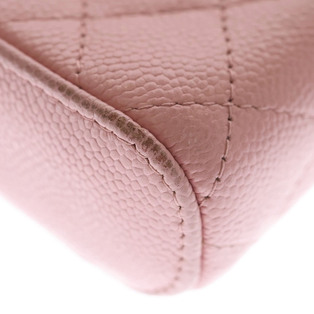 CHANEL(シャネル) マトラッセ ミニバニティ キャビアスキン チェーンショルダーバッグ トップハンドル ゴールド金具 ピンク 31番台 レディース